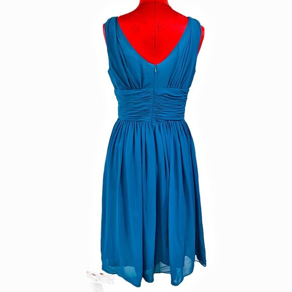 Donna Morgan size 6 Teal Blue Silk Chiffon Cocktail Party Dress Flowing Romantic - Picture 3 of 7